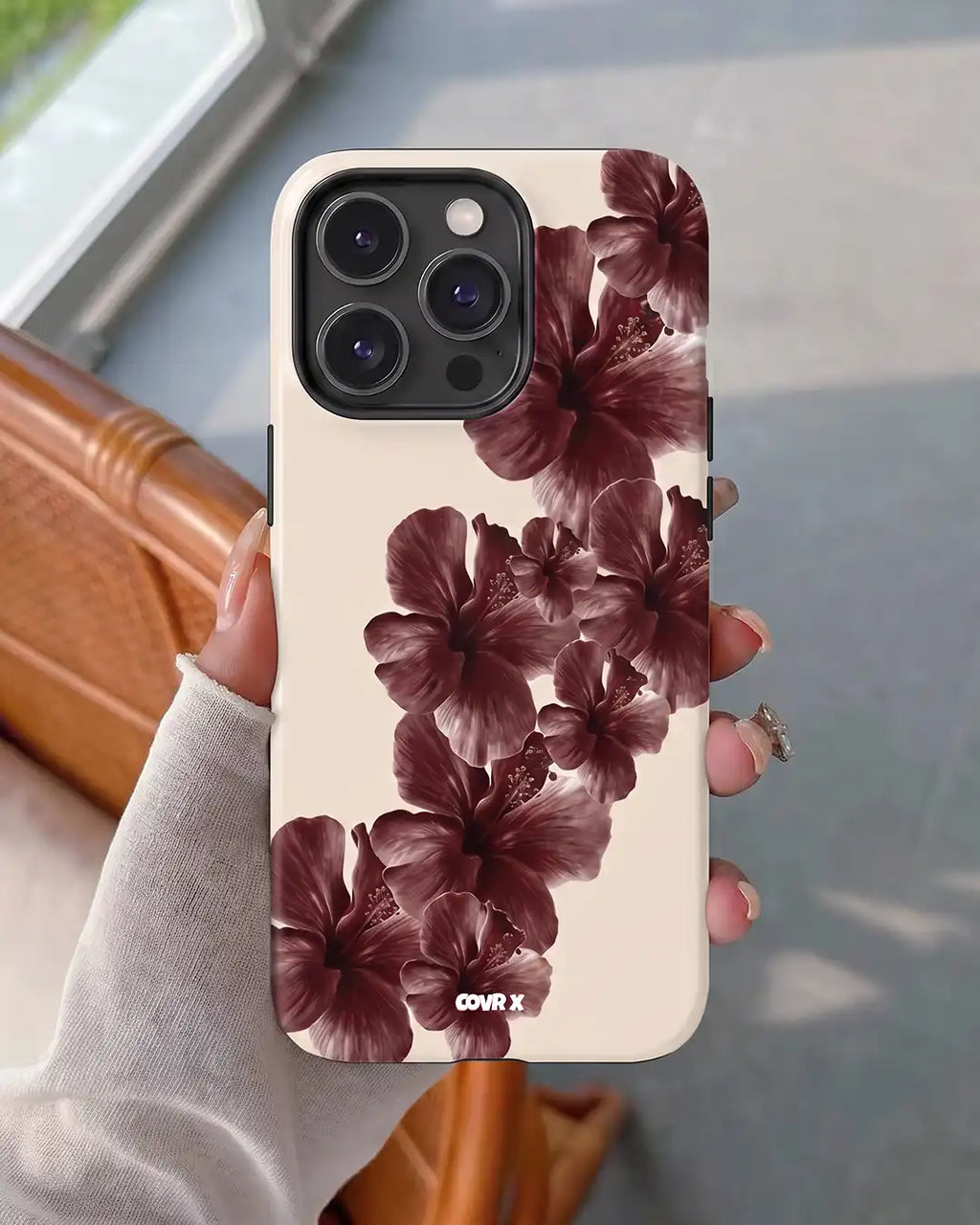 Burgundy Flower Case